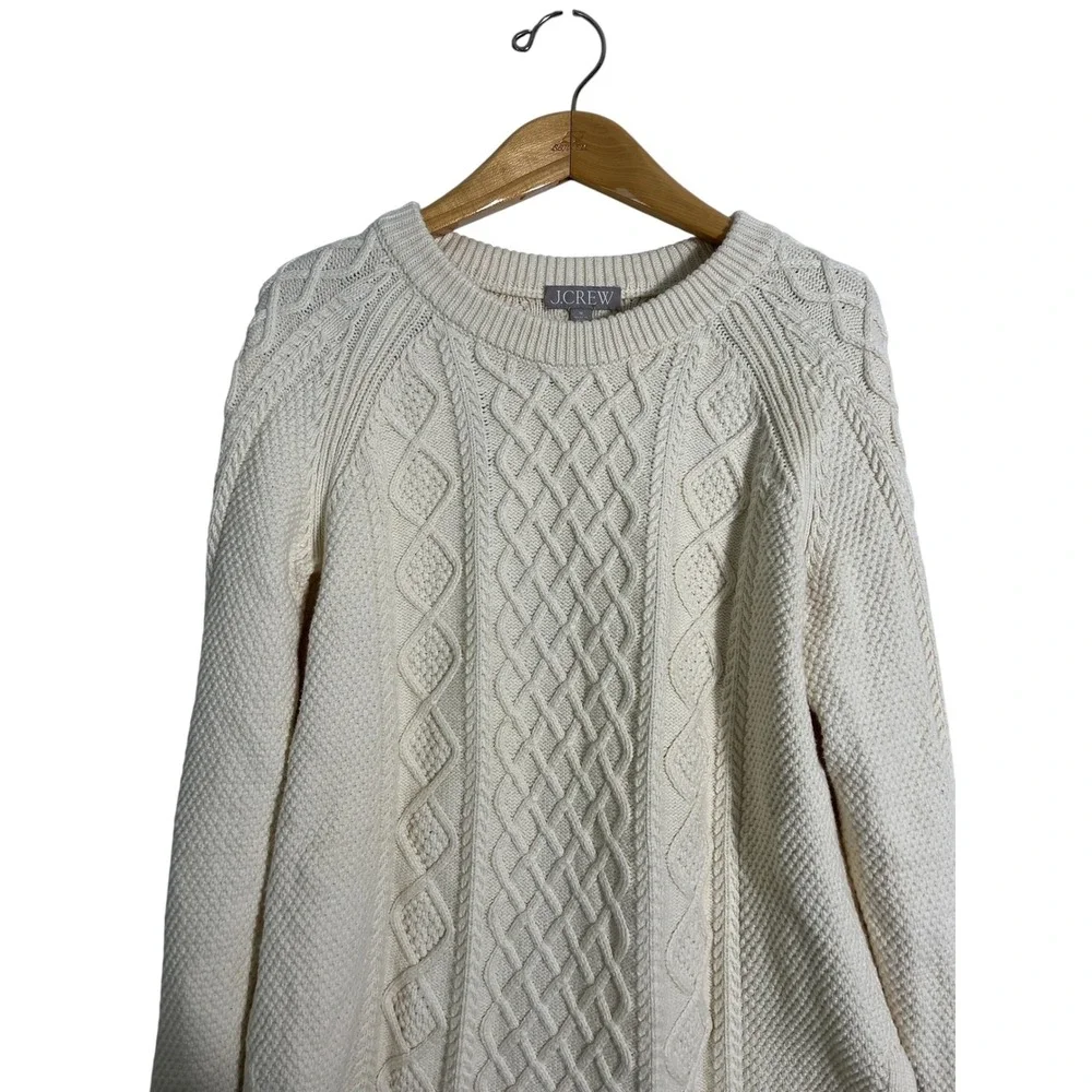 J. CREW Cotton Cable Knit Crewneck Fisherman Sweater BM302